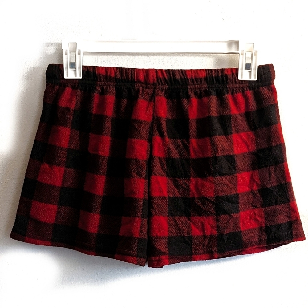 Women's Plush Plaid Flannel Pajama Shorts - Picture 3 of 10